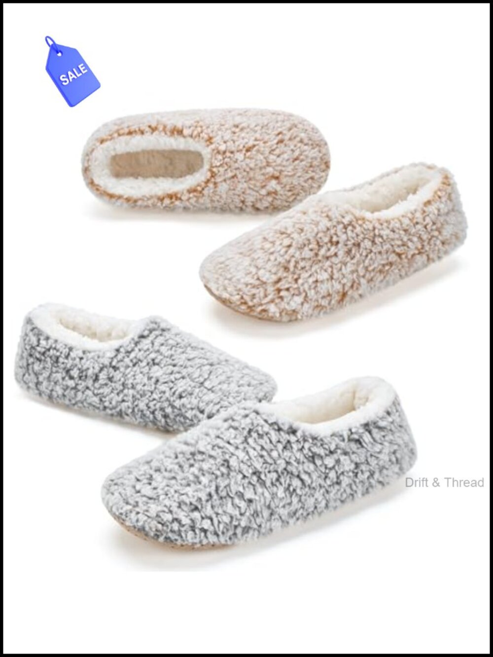 Womens Fuzzy Slippers Plush Sherpa Lined Non Slip Indoor House Shoes 2 Pk